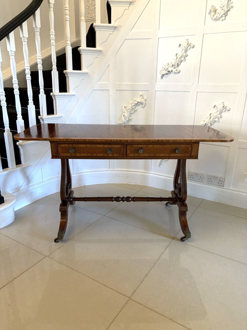 Fine Quality Antique Edwardian Figured Mahogany Free Standing Sofa/Side Table - Image 12